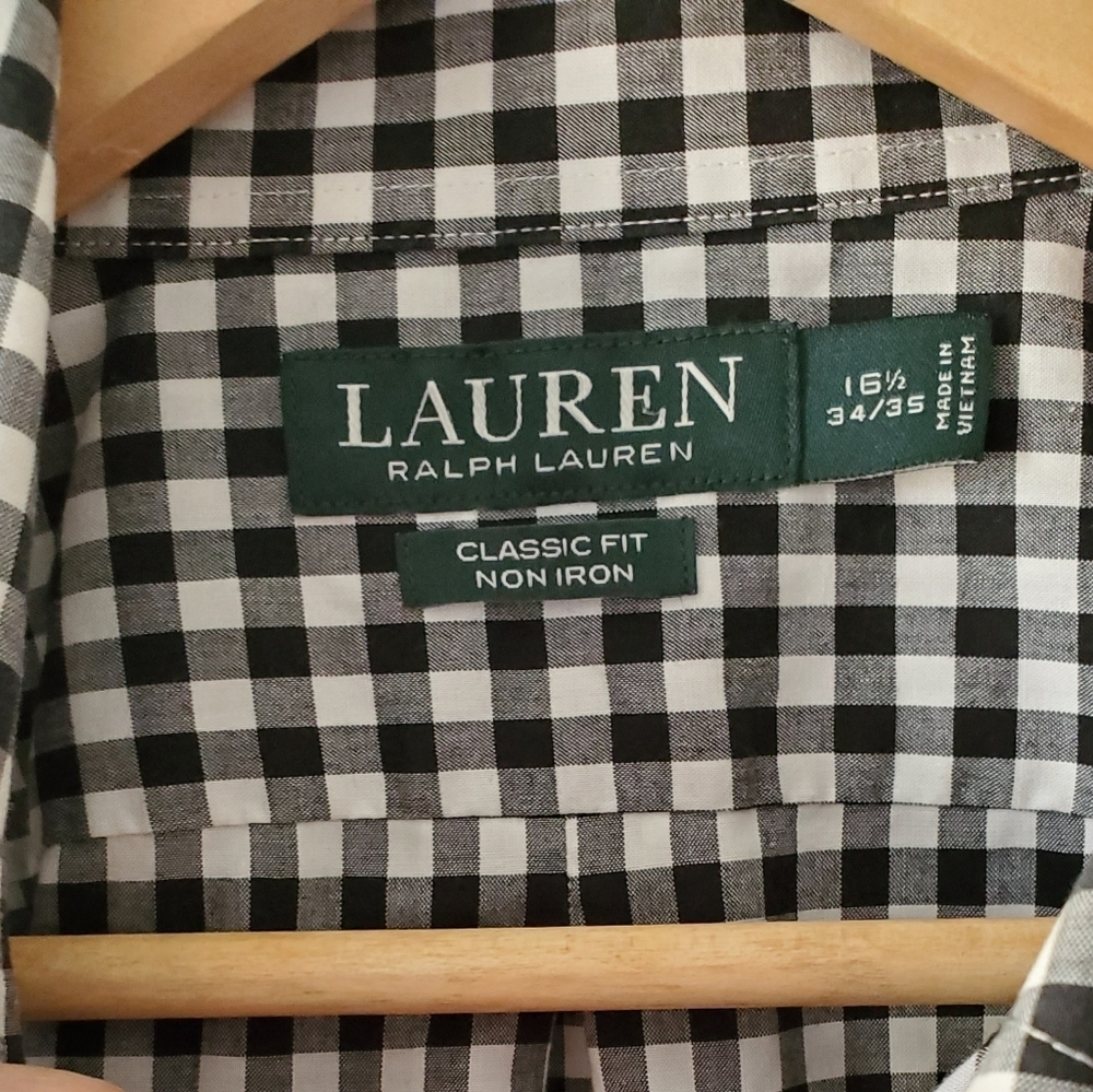 Ralph Lauren Black and White Gingham Oxford 16.5 - Picture 3 of 3